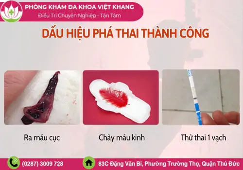 Dấu hiệu nhận biết dùng thuốc phá thai thành công