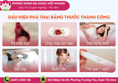 Dấu hiệu nhận biết dùng thuốc phá thai thành công